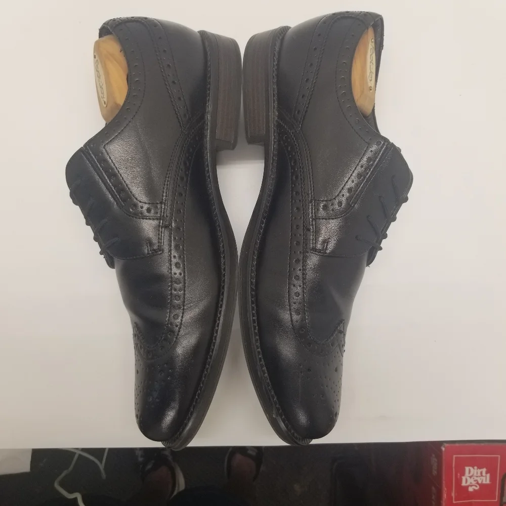 Dockers Wycliff Mens Size 12 Black Faux Leather Oxford Derby Wing-Tip